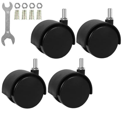 Swivel Caster Wheels, Black Nylon M8 Threaded Stem Caster Wheels, Heavy Duty Swivel Stem Casters Wheels Replacement for Furniture, Table, Cabinet, Shelf (1.5 Inch Stem Casters) - style: 1.5 Inch Stem Casters