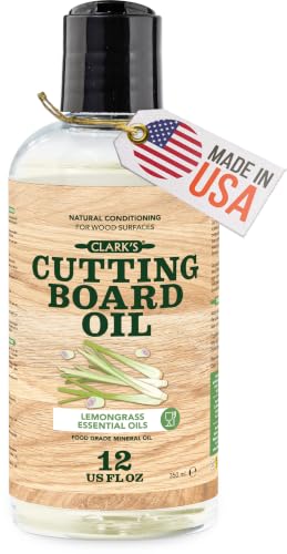 CLARK'S Cutting Board Oil 12 Oz, Food Grade Mineral Oil - Lemongrass Scent - style: Lemongrass Extract (Bamboo) - 12 Oz