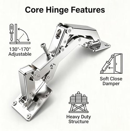 WANLIAN 170 Degree Soft Close Frameless Cabinet Door Hinges, 2 Pairs