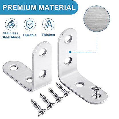 Pelopy 100 Pcs L Bracket Stainless Steel 90 Degree Brace, 1.57 x 1.57 Inch - size: 1.57 x 1.57 Inch