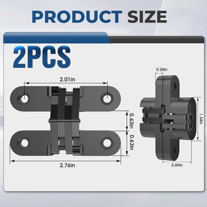 Hidden Door Hinge, Black, 0.63x2.76Inch, 2Pack - color: Black, size: 0.63*2.76Inch(2Pcs)