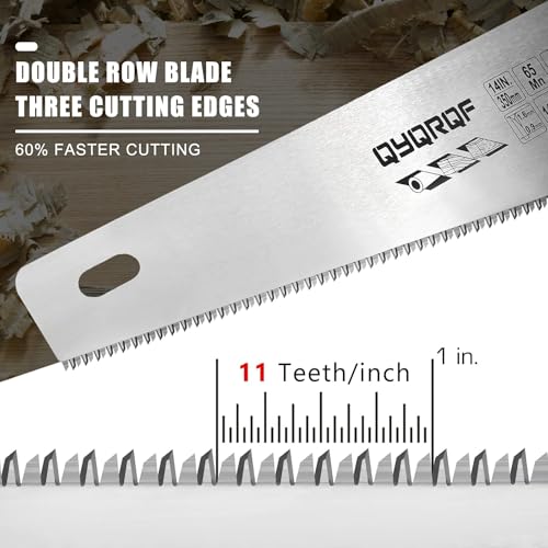 14 in Pro Hand Saw, 11 TPI Fine-Cut Soft-Grip Hardpoint Handsaw, Red - color: Red-14 Inch