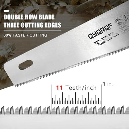 14 in Pro Hand Saw, 11 TPI Fine-Cut Soft-Grip Hardpoint Handsaw, Red - color: Red-14 Inch