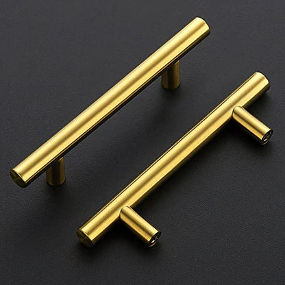 Ravinte Brushed Brass Cabinet Handles, 5 Pack Drawer Pulls, 3-3/4 in - size: 3-3/4 Inch Hole Centers