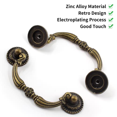 4Pcs 3 Inch Vintage Drop Bail Drawer Pull Handles - size: 2.5 Inch Hole Center