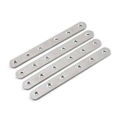 4 Pack Flat Mending Plate for Wood,ULIFESTAR Stainless Steel Straight Brackets 160mm / 6" Length 6 Screw Hole Flat Repair Fixing Wood Brace Joining Plates Connector with Fixing Screws - size: ['160x20x3mm']