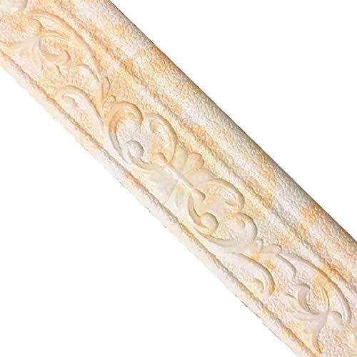 Queenbox 3x90in 3D Floral Molding Peel and Stick Wall Border, Sticky Wallpaper Wall Decorative Border for DIY Art Home Room Kitchen Office, Beige - color: Beige
