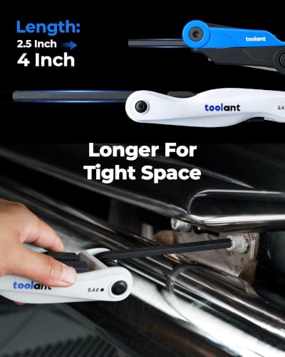 toolant 11PCS Long Arm Folding Allen Wrench Set, Metric Hex Key Set 1.5mm-12mm, Extended Reach Allen Key Set with 4 Inch Long Arms, CRV Steel Foldable Hex Wrench Tool for Bike Repair, Home & DIY - size: 11PCS (Folding - Metric)