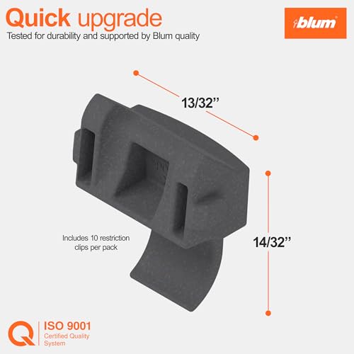 Blum 86° Opening Angle Restriction Clip, 10 Pack of 10 Clips, Plastic, Deep Gray, Compatible with Compact BLUMOTION & Compact Clip Hinges (10 Pack) - size: 10 Packs of 10 Clips