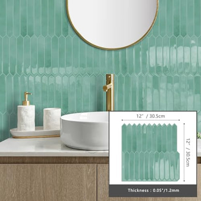 10 Sheets Long Hexagon Tile Peel and Stick Backsplash - color: Cyan