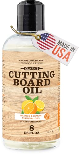 CLARK's Cutting Board Oil 8 oz, Food Grade Mineral Oil with Citrus Scent - style: Orange & Lemon Extract - 8 Oz