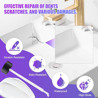 White Touch Up Paint Pen - 7oz Multi Surface Quick-Dry Repair, Fix Scratches, Marks on Walls, Doors, Cabinets, Wood, Furniture, Bathtubs, Tiles & Radiators, Fast-Drying Interior Paint (Glossy + Matte)