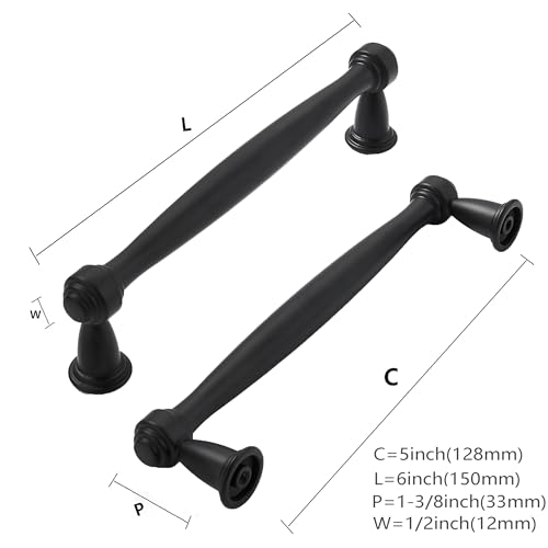 khtumeware 20 Pack 5 Inch(128mm) Black Cabinet Pulls Black Kitchen Matte Black Cabinet Handles Kitchen Cabinet Hardware for Cupboard Drawer Handles Dresser Pulls - color: Black, size: 5 Inch(128mm) Hole Center