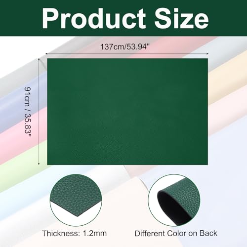 MECCANIXITY Faux Leather Fabric Sheets, 54x36 Inch Waterproof Solid Soft PU Synthetic Leather Sheet for Upholstery Replacement Renovate Furniture Bag Crafts DIY Sewings(Dark Green) - color: Dark Green