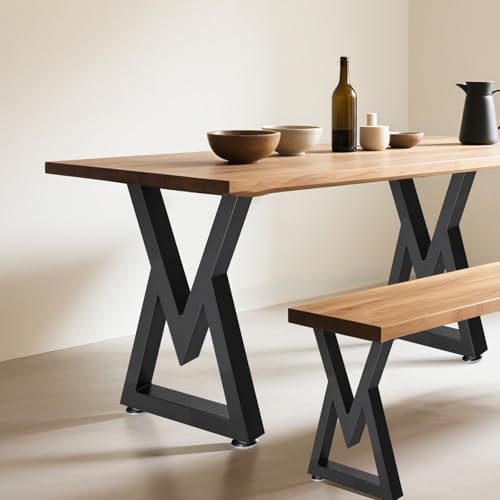 28 Inch Metal Desk Table Legs, Heavy Duty Industrial Style Dinning Table Leg, DIY Furniture Feets with Adjustment Feet Pads, Black - size: 28 '' V Shape