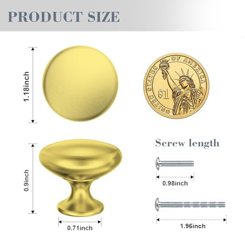POZEAN Cabinet Knobs Brushed Nickel 30 Pack Cabinet Handles Drawer Knobs Solid Knobs Gold with Screws for Dresser Drawer Cabinet Cupboard - Modern Kitchen, Bedroom and Bathroom Hardware,Gold - color: Gold, size: 30 Pack