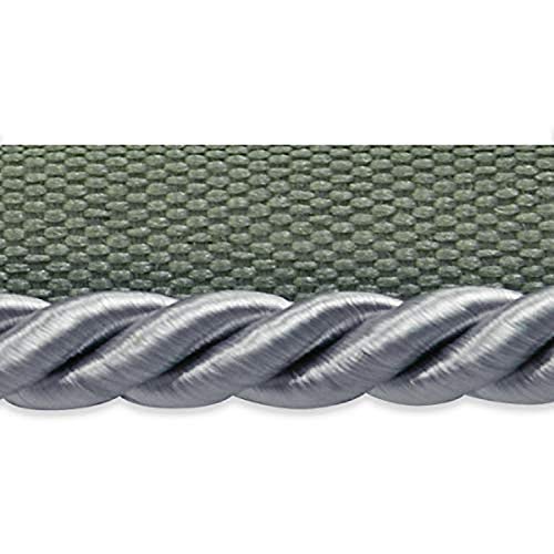Trims by the Yard Emmerson 1/4" Twisted Lip Cord Trim, Versatile for DIY Crafts, Picture Frames, Home Decor, and Fashion Items, 5-Yard Cut, Gray - color: Gray