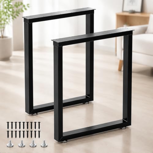 TIEOU Metal Table Legs 28 Inch Heavy Duty Metal Desk Legs Set of 2 28” Height 24” Wide Industrial Table Legs,Black Table Legs,Modern Table Legs - color: Rectangle-shape, size: H28"xW24"