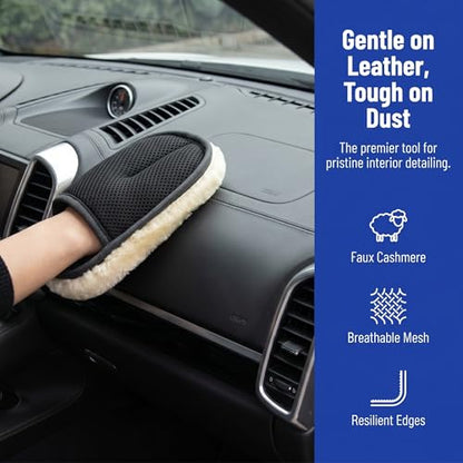 5 Pack Car Interior Cleaning Glove Microfiber Dust Mitt for Dashboard & Leather Seats Reusable Washable Car Care Detailing Accessory