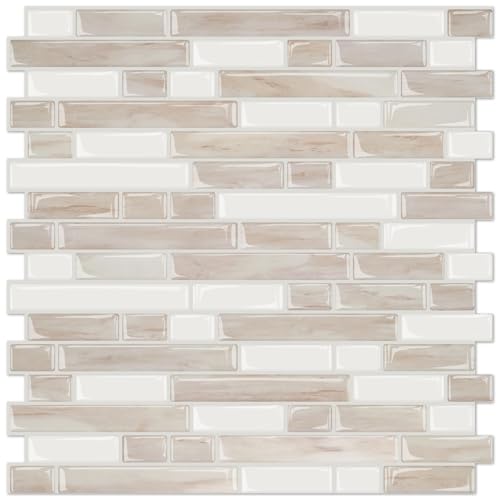 STICKGOO Thicker Peel and Stick Backsplash Tile for Kitchen and Bathroom - color: Eurasian Mocha Stone