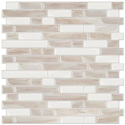 STICKGOO Thicker Peel and Stick Backsplash Tile for Kitchen and Bathroom - color: Eurasian Mocha Stone