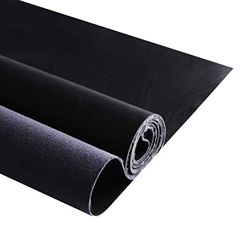 Premium Faux Leather Upholstery Fabric 1.2mm Thickness，Waterproof Upholstery Leather Distressed Bark Fabric(Black,Pre-Cut 72"x54") - color: Black, size: 72"x54"