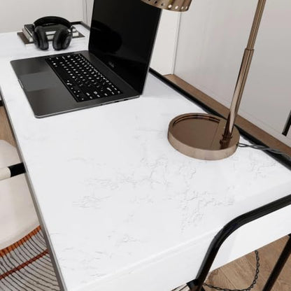 Glossy White Marble Contact Paper for Countertops Peel and Stick Wallpaper - color: White, size: 23.6" x 196"