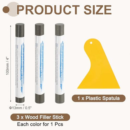 uxcell 3Pcs Wood Filler Sticks, Wax Crayons, 3 Colors Gray Wood Series - color: Gray Wood Series