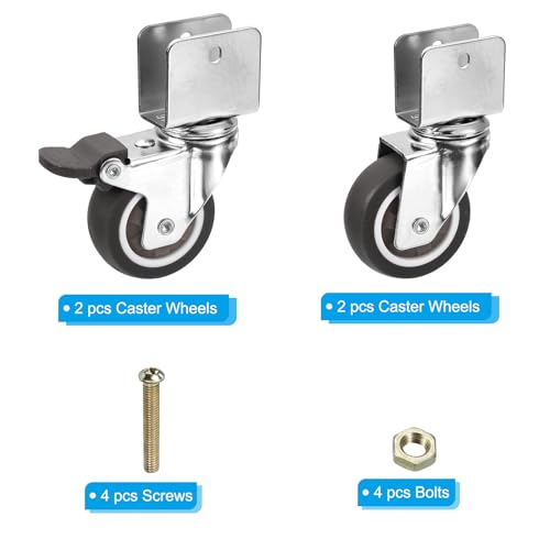PATIKIL 1.5" Swivel Caster Wheels W/ 0.98" U Bracket Total Load 165lbs 4Set
