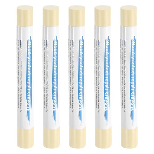 HARFINGTON 5pcs Wood Filler Sticks Wooden Wax Touch Up Furniture Repair Crayons for Scratch Hole Wood, Amber Maple - color: Amber Maple
