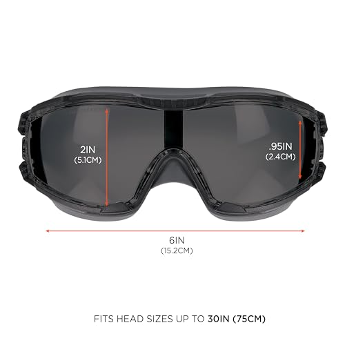 Ergodyne Skullerz Arkyn Protective Dust Safety Goggle, Non-Vented, Anti Fog, Scratch Resistant, Adjustable Fabric Strap - color: Smoke Lens, style: Fog Off Technology