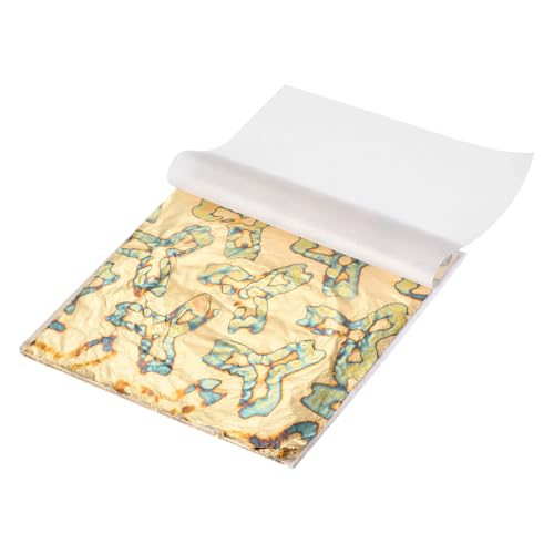 MECCANIXITY 10 Sheet Gold Leaf Sheets, 5.5"x5.5" Imitation Gold Foil Sheets Variegated Booklet Paper for Crafts, Picture Frames, Nails and DIY Arts Decoration,Water Chestnut Foil - color: Water Chestnut Foil