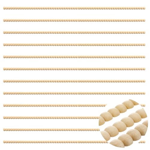 Nuanchu 12 Pcs Decorative Beaded Wood Trim Molding 15.75 Inch,8 mm - size: 8 mm