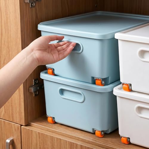 Mini Fixed Drawer Rubber Caster Wheels, 4 Packs 0.5 Inch Non Swivel Small Rigid Low Profile Roller Castors, Heavy-Duty Steel Frame, for Home Furniture and Under-Bed Storage, with 10 Screws, Orange