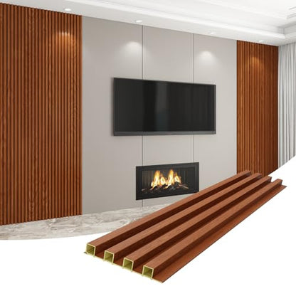 Slat Wall Panel 8-Pack, 118’’x6.1’’, Teak - size: 118’’x6.1’’-Teak