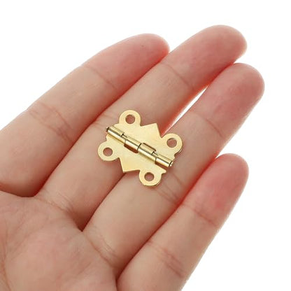 PATIKIL Small Jewelry Box Hinges 3/4 Inch, 12 Pack 90-Degree Mini Butterfly Hinges Jewelry Box Hardware with 48 Screws for Cabinet Wooden Box Drawer Craft, Gold - color: Gold