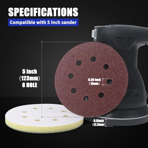 Elechiakan 85PCS 5 Inch Orbital Sanding Disc and Interface Backing Foam Pad - style: 85 Pack