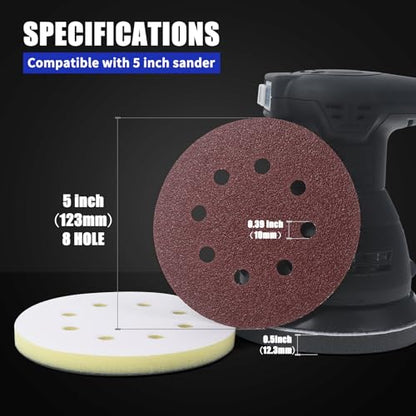 Elechiakan 85PCS 5 Inch Orbital Sanding Disc and Interface Backing Foam Pad - style: 85 Pack