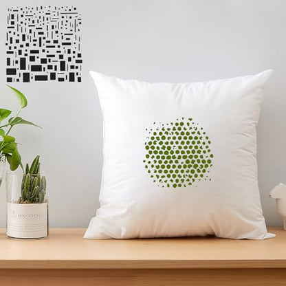16 Pcs 6x6 Inch Geometric Stencils for Painting,Reusable Abstract Layering Stencils with Texture Bubble Dot Waves Stone Crackle Splatter Patterns for Furniture,Floor,Canvas & DIY Home Decor