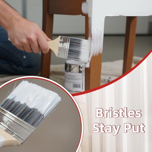 Wesquer 2.5 Inch Flat Paint Brushes 12 Pack Bulk Professional Coverage - size: 2.5 inch (12 pack)