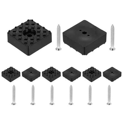 uxcell 8pcs Screw-On Furniture Pads,Large Square PVC,1.18" Wx0.43 H,Black - color: Black