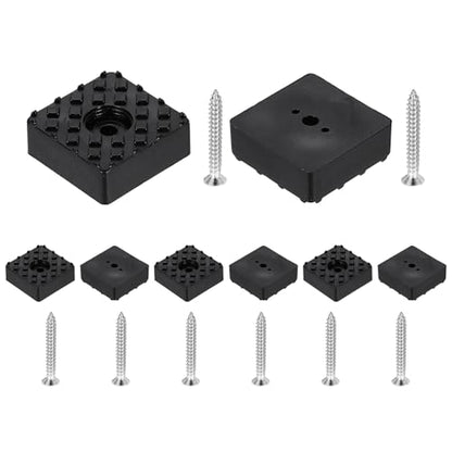 uxcell 8pcs Screw-On Furniture Pads,Large Square PVC,1.18" Wx0.43 H,Black - color: Black
