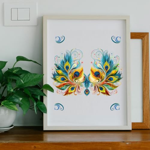 Peacoblue Peacock Feathers Rub On Transfers for Furniture Craft 6"x12" - style: Vintage Peacock Feathers