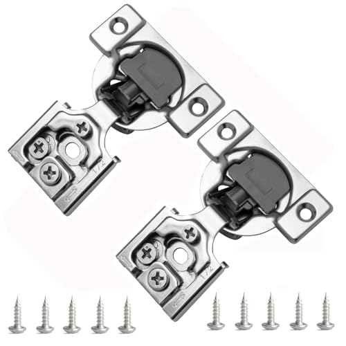 1/2 Inch Overlay Soft Close Cabinet Hinges, 2 Pack Slow Soft Close Hinges for Kitchen Cabinets Satin Nickel Hidden Self Closing Kitchen Cabinet Hinges - size: 1/2 inch Overlay