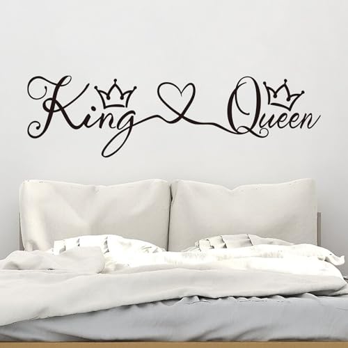 AnFigure Couples Quotes Wall Decals: Inspirational Vinyl Art Love Wall Stickers for Home Bedroom Bathroom Living Room - King & Queen 35"X9.8" - color: King & Queen, size: Large