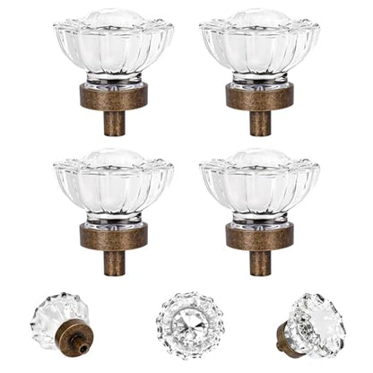 4 Pack Antique Brass Cabinet knobs, Round Glass Cabinet Knobs and Pulls - color: Aged Bronze, size: 4 Pack (36mm)