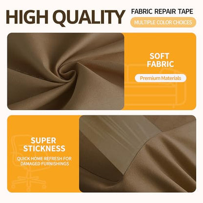Fabric Repair Tape, 4"x79" Self-Adhesive Linen Repair Tape Patch Kit Brown - color: Brown, size: 4" x 79"