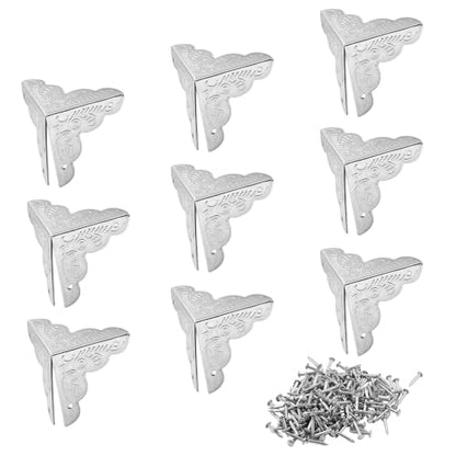Piutouyar 50 Pcs Antique Box Corner Protectors, 1"x1"x1", White Nickel - size: White Nickel