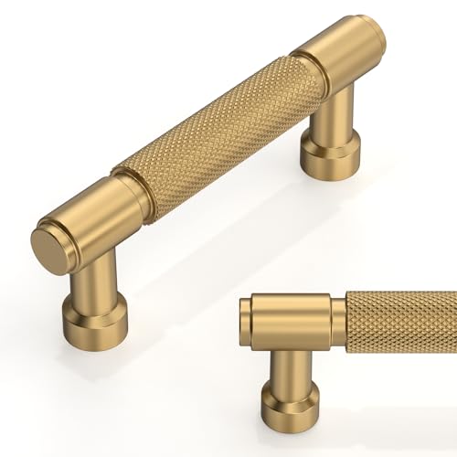 10 Pack Champagne Bronze Knurled Cabinet Pulls 3 Inch(76mm) Kitchen Cabinet Handles Cabinet Hardware for Drawer Pulls - color: Champagne Bronze, size: 3" Hole Center
