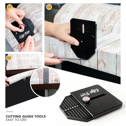 FOSHIO Aluminum Edge Trimming Template Tool, Adjustable Edge Distance (5-35mm), Straight Line Cutting Guide for Furniture, Cabinet, Countertop, Window Tint & Vinyl Wrap